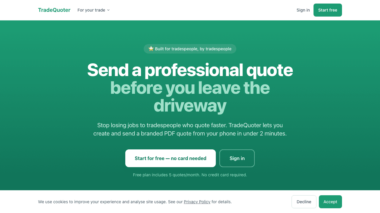 TradeQuoter screenshot